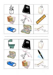 English Worksheet: Classroom objects bingo