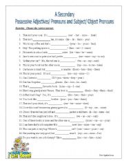 Possessive Adjectives / Pronouns and Subject / Object Pronouns
