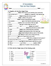 English Worksheet: PAST SIMPLE TEST