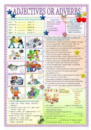 English Worksheet: adjectives or adverbs + key