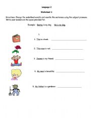 English worksheet: subject Pronouns