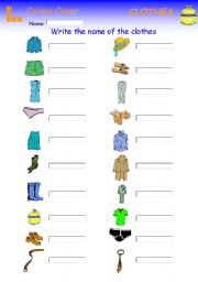 English Worksheet: clothes