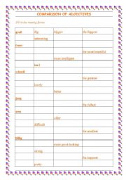 English Worksheet: Adjectives Comparative