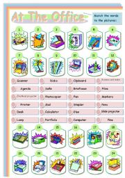 English Worksheet: At the office (matching exercise)