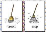 English Worksheet: cleaning tools flash cards