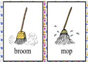 English Worksheet: cleaning tools flash cards