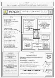 English Worksheet: REHAB - AMY WINEHOUSE - (03) PARTS - THIS IS PART 01 - FULLY EDITABLE AND FULLY CORRECTABLE