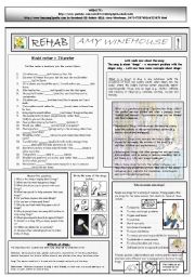 English Worksheet: REHAB - AMY WINEHOUSE - (03) PARTS - THIS IS PART 02 - FULLY CORRECTABLE AND FULLY EDITABLE