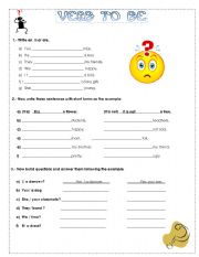 English Worksheet: verb to be