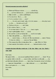 English Worksheet: Personal pronouns vs possessive adjectives