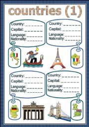 English Worksheet: countries (1)
