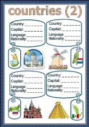 English Worksheet: countries (2)