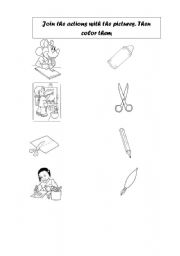 English Worksheet: Join actions with the elements