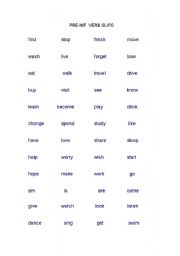 English worksheet: VERB SLIPS - ELEMENTARY/PRE-INTERMEDIATE