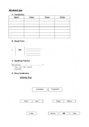 English worksheet: All About You