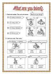 English Worksheet: WHAT ARE YOU DOING?