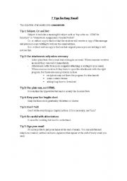English worksheet: 7 tips email
