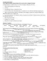 English Worksheet: mixed reading and grammar exam