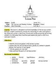 Lesson plan about Health (Nervous system)