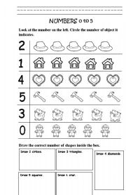 English Worksheet: Numbers 0 to 5