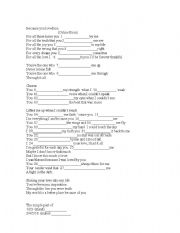English Worksheet: Because you loved me -song