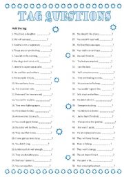 English Worksheet: tag questions