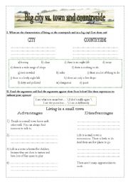 English Worksheet: City vs. Town and Countryside - Speaking
