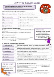 English Worksheet: ON THE TELEPHONE