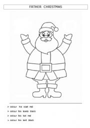 English Worksheet: colour Santa