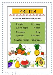 English Worksheet: FRUITS