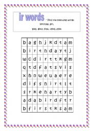 English worksheet: words with 