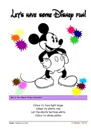 English Worksheet: Coloring Printables ::: Mickey Mouse