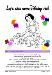 English Worksheet: Coloring Printables ::: Snow White