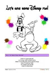 English Worksheet: Coloring Printables ::: Goofy