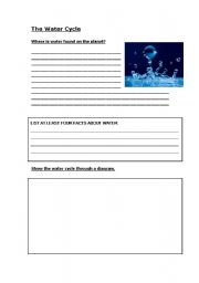 English Worksheet: Water Cycle Writing