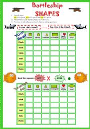 English Worksheet: Shapes Battleship Game # Fully editable