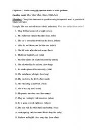English Worksheet: Questions with WH-