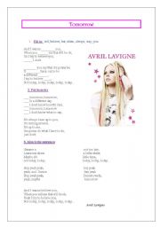 English Worksheet: Listening : the song Tomorrow by Avril Lavigne