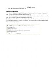 English Worksheet: going to school