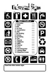 English Worksheet: Universal Signs