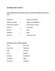 English worksheet: Describing peoples characteristics