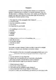 English worksheet: vitamin D