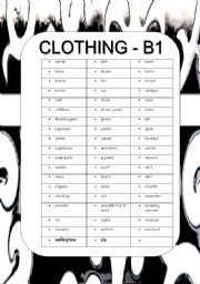 English Worksheet: CLOTHING B1