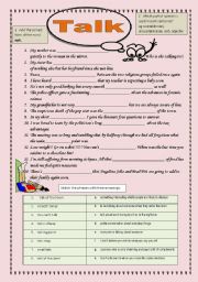 English Worksheet: Talk, Talking, Talkative, Baby talk, Smooth talker and so on!!!!!!