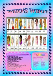 English Worksheet: WHOS WHO?