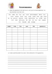 English Worksheet: Personal appearance