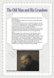 English Worksheet: THE OLD MAN AND HIS GRANSDON (reading comprehension)