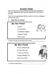 English Worksheet: Acrostic Poems ESL