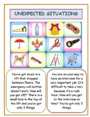 English Worksheet: Game: Unexpected Situations
