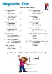 English Worksheet: Diagnostic Test